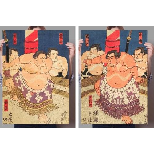 Japanese Traditional Retro Sports Sumo Vintage Wall Art Canvas Painting Nordic Posters Prints Wall Pictures For Kids Room Decor