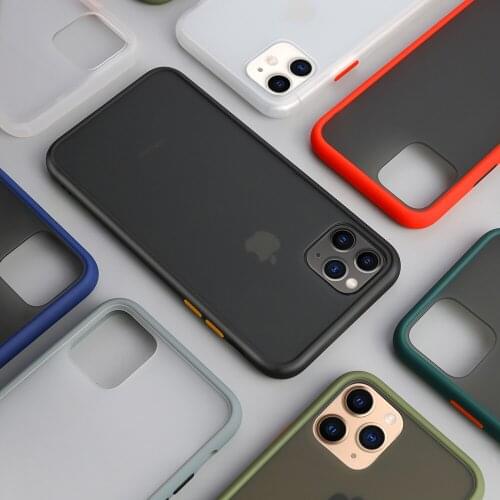 Shockproof Translucent Matte Phone Case For iPhone X XR XS 11 Pro Max 6 6s 7 8 Plus Bumper Silicone edge Clear Back Phone Cover