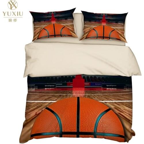 YuXiu 3D Basketball Court Football Field Bedding Sets Duvet Cover Set Bed Linens Covers Pillowcase King Queen Full Home Texitle