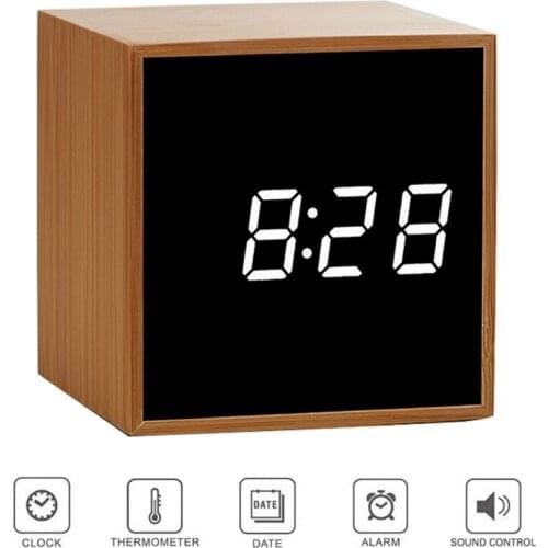 Mirror Art Alarm Clocks Digital LED Office Desktop Clock Acoustic Control Personalized Clock Silent Watch Electronic Clock