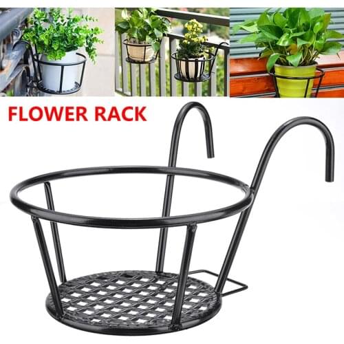 Iron Hanging Plant Racks Balcony Round Flower Pot Rack Garden Planter Flower Hanger Holder Outdoor Decor