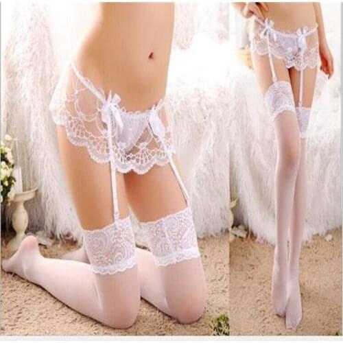 Womens Stockings Lace Sexy Perspective Over The Knee Stockings Tie Bow Tie Panties Womens Sexy Suit
