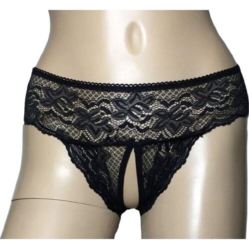 Women Sexy Lingerie Floral Open Butt Crotchless Panties Brief Hot Erotic Underwear 3 Clolors