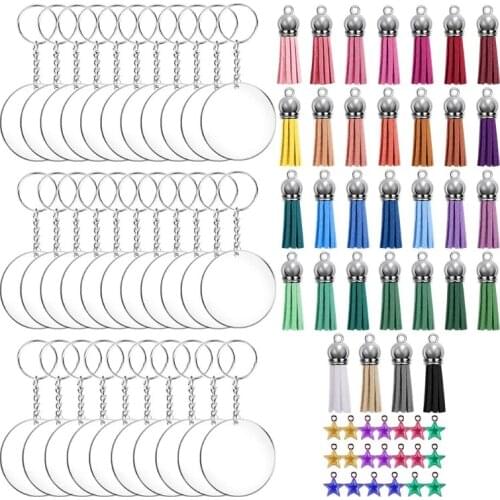 066C Acrylic Keychain Set Including Acrylic Blanks Keychain Tassels Key Chain Rings Jump Rings for DIY Keychain and Tags