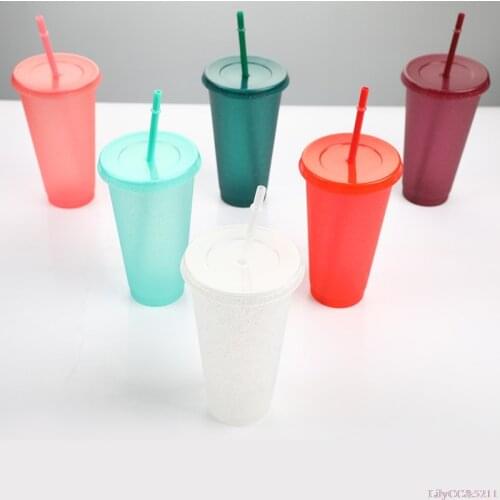 1PC Summer New Creative Water Cup Sequins Glitter Straw Cup Plastic Comfortable Coffee Juice Straw Mug Simple Cup