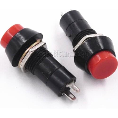 10PCS Round Push Button Switch PBS-11A ON-OFF Self-locking 250VAC 1A Red