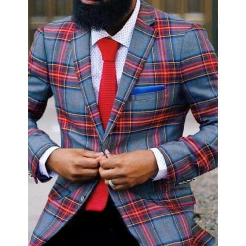 2021 Fashion luxury Plaid wedding suits for men coat man slim fit groom best man party formal busines leisure Blazer only jacket