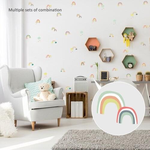 24pcs/set Rainbow Kids Baby Room Stickers DIY Cute Sticker for Kids Room Nursery Bedroom Door Wall Decor Cartoon Art Murals