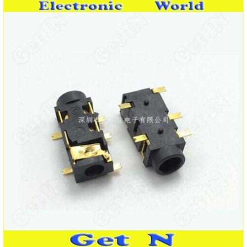 3.5MM Auido Video Socket PJ-327A 5P SMD Gold Plating Plug 3.5MM Earphone Connectors with Column
