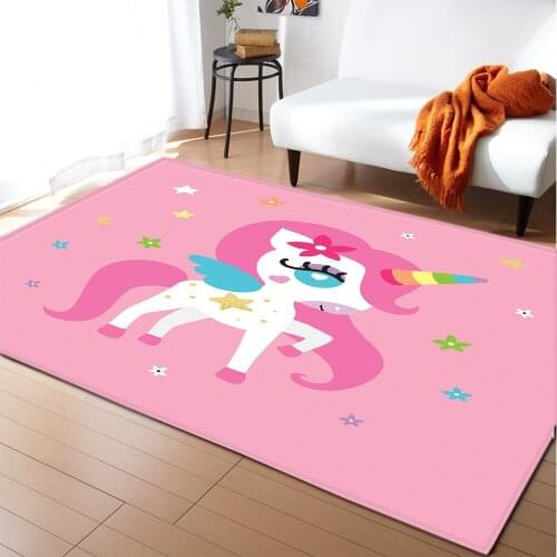 3D Pink Unicorn Pattern Carpets For Living Room Bedroom Big Carpet Soft Flannel Kids Rugs Large Area Mats Play Room Baby Crawl
