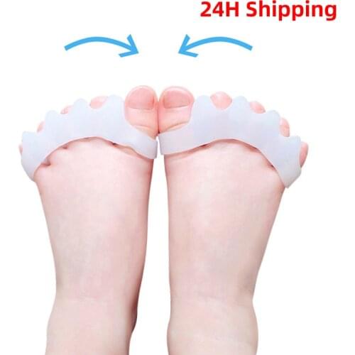 4pcs=2pairs Child Toe Separator Stretcher Silicone Bone Straightener Spreader Hallux Valgus Corrector Foot Care For Kids