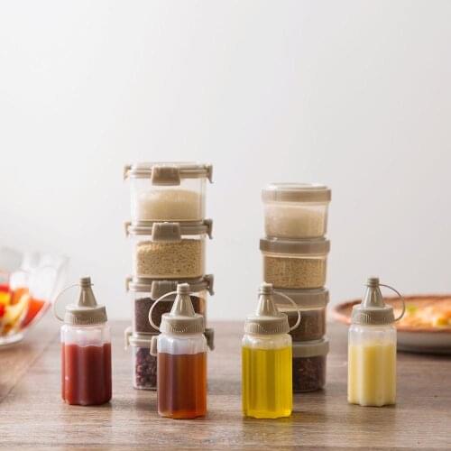 4PCS/Set Mini Transparent Spice Jar Portable Seasoning Box Jam Squeeze Bottle Suit Kitchen Barbecue Seasoning Sauce Bottle