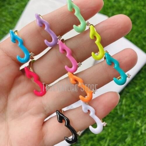 5Pcs RM40077 Copper Jewelry Adjustable Rings Plated Gold Enamel Geometric Colors Gold Plated Ring