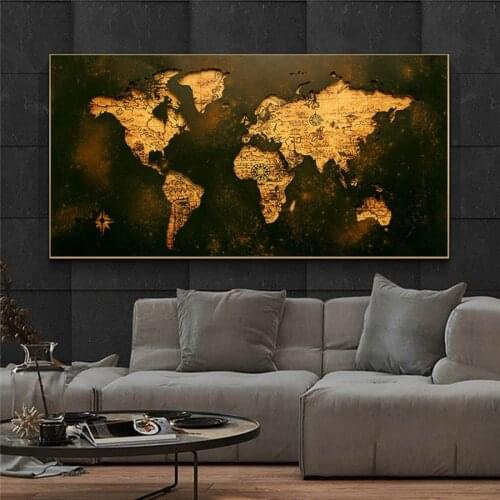 5D DIY Diamond Painting Abstract Art Black Gold World Map 3D Diamond Mosaic Embroidery Modern Classic Style Wall Art Picture