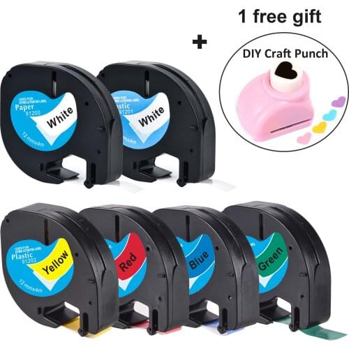 6pcs mixed Letratag 91201 91200 91202 91203 91204 91205 for LT-100H LT-100T label maker 12mm dymo letratag 91331 label tape