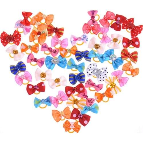 20 PCS Handmade Pet Grooming Accessories Products Dog Bow Dogs Hair Little Flower Bows For Small Dogs Charms Gift For Puppy Sun