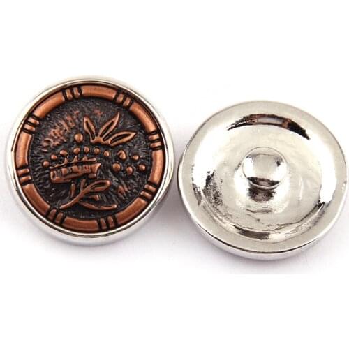 Free shipping fashion antique antique copper flower DIY snap button charm