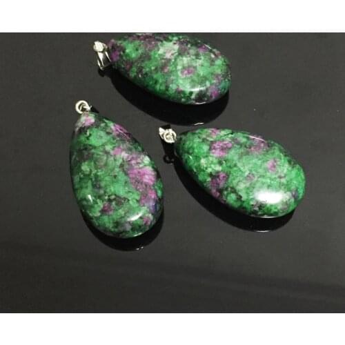 Big Size Green Stone Natural Rubies Zoisite Quartz Stone Pendant Jewelry Accessories Beads DIY Handmade for Necklace Key Chain