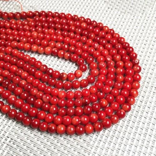 Natural Stone Red Coral Beads 36cm Round Loose Spacer Beaded For Jewelry Making Necklace DIY Bracelet Accessories