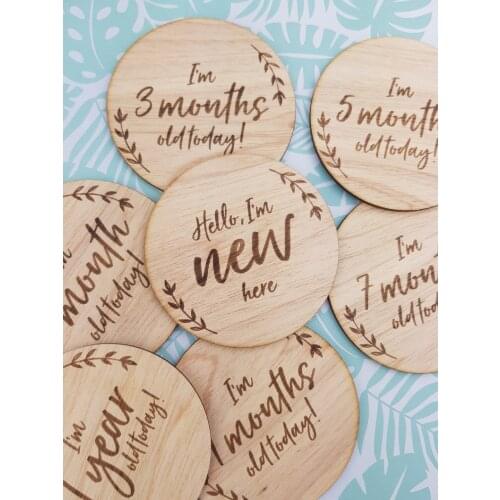 Baby Monthly Milestone Wooden Card - set of 14 cards Baby Shower Gift - Newborn Gift - Baby Photo Props - New Baby Card - Double