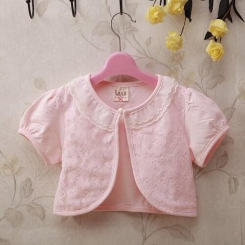 Summer Children Cardigan Clothes Kids Baby Girls Clothing Cotton Hollow Short-sleeved Jacket Shawl Baby Girls Cardigan