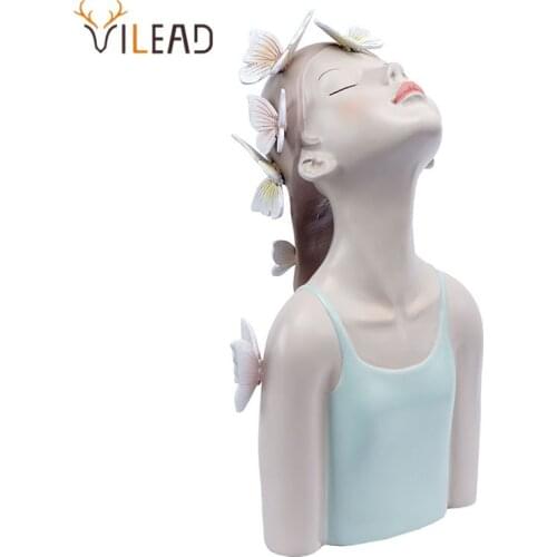 VILEAD Resin Craft Butterfly Girl Statue Living Room Bedroom Desktop Decoration Office Cafe Ornaments Nordic Interior Home Decor