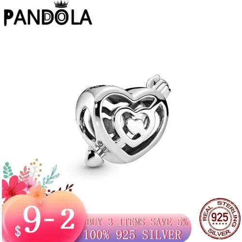 Hot 100% 925 Sterling SILVER charms Openwork Heart Labyrinth & Arrow Charm fit Original Pandora Bracelet silver 925 jewelry