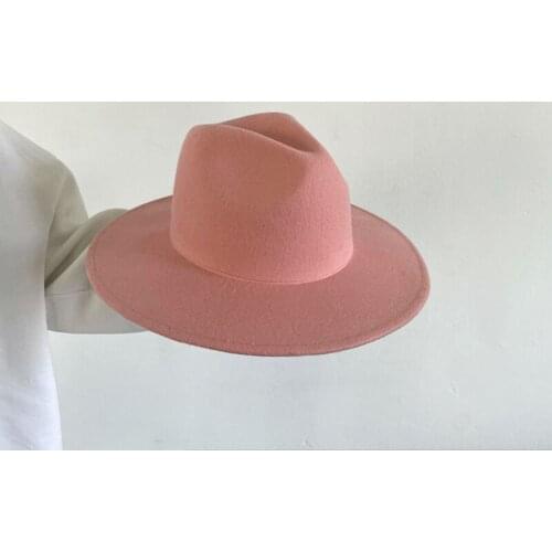Classical Pink Hat Jazz Hat 100% Wool Fedora Hat For Women Winter Warm Custom Caps Church Top Hat Cape Sombrero Mujer Fascinator