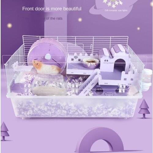 Hamster Cage 60cm Acrylic Transparent Front Door Golden Bear Large Villa Supplies Set Guinea Pig Accessories Small Animal Cage