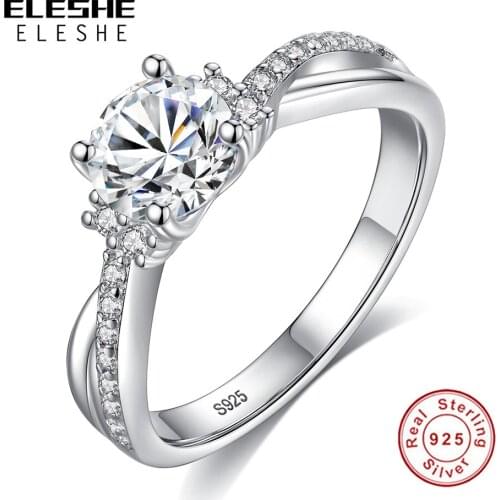 Fashion Wave Ring Wedding Engagement Jewelry Gift Real 925 Sterling Silver With Dazzling Crystal CZ Ring For Women