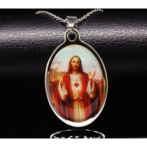 2021 Catholic Religious Jesus Stainless Steel Necklaces Jewelry Jesus Necklace for Men or Women colar gargantilha N69214B