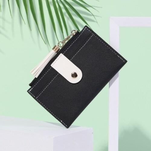 Tassel Short Women Wallet Leather Casual Zipper Buckle Small Wallets Solid Color Mini Wallet women Creative Card Bag Coin Purse