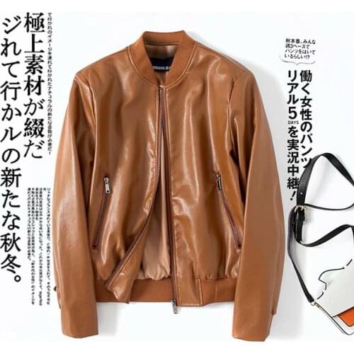 New Brand Women Spring Autumn Pu Leather Jacket Casual Slim Soft Moto Biker Faux Leather Jacket Female Coat Basic Streetwear