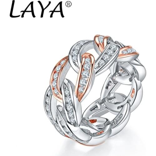 LAYA Hip-Hop Fashionistas Ice Out Of The Cuban Chain AAAAA Zircon 925 Sterling Silver Ring For Men And Women Party Fine Jewelry