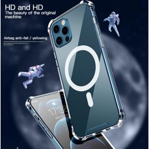 Magnetic Wireless Charger Mobile Phone Cover For iPhone 12 12Pro 12 ProMax 12mini Fast Charging TPU Transparent Phone Cases