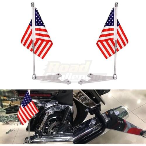 Motorcycle American Flag Flagpole Luggage Rack Mount Motorbike Decorations For Harley Touring Road King Street Electra Glide