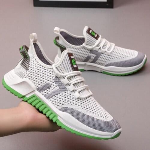 Mens shoes flying woven mesh breathable mens sports shoes trend student casual shoes running shoes mens summer new style