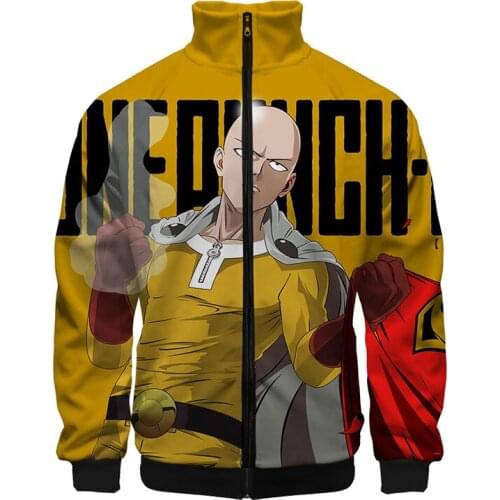 One Punch Man Costume 3d Stand Collar Hoodie Zipper Hoodies Coats Long Sleeve Cool 3D Sweatshirt Tops Japanese Anime Men Women