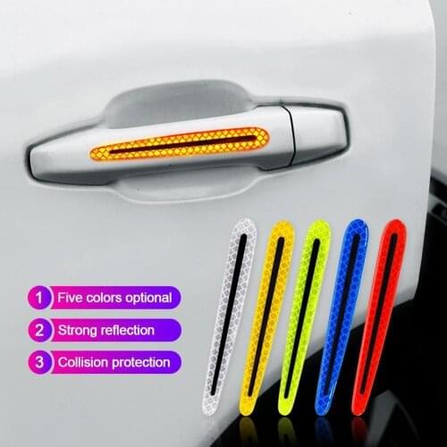 4PCS Night Reflective Strip Car Door Handle Sticker Safety Distance Warning Decal Reflective Stickers