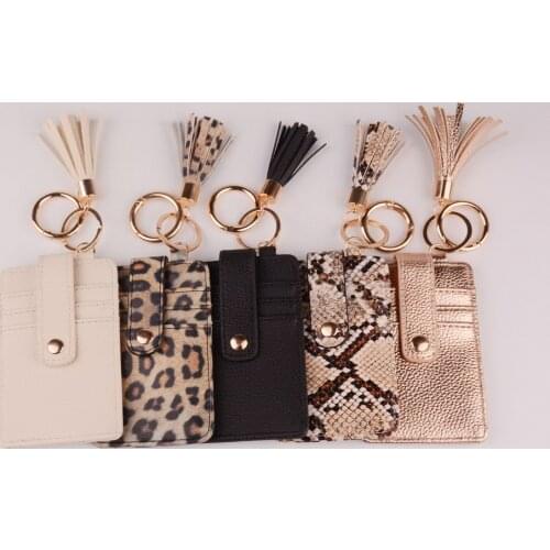 2021 New Leopard Snake Kabaw Wallet PU Leather Tassel Card Bag Keychain Bag for Women Men Friendship Bracelet Keychain Jewelry