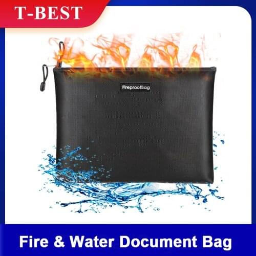 Fireproof Document Bag Silicone Coated Fiberglass Fireproof and Waterproof Money Bag with Zipper Closure Safe Storage Pouch