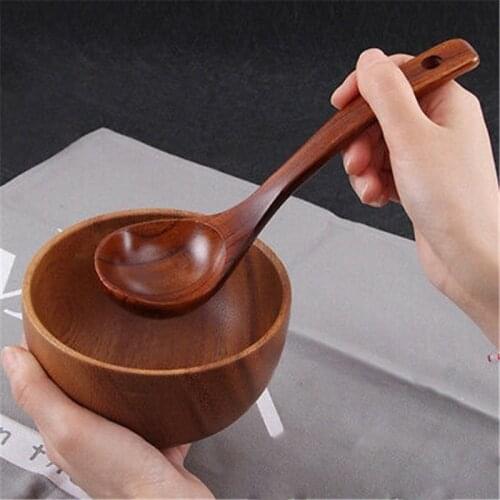 Popular Spoon Wooden Soup Long Handle Cooking Utensil Kitchen New Dessert Rice Teaspoon