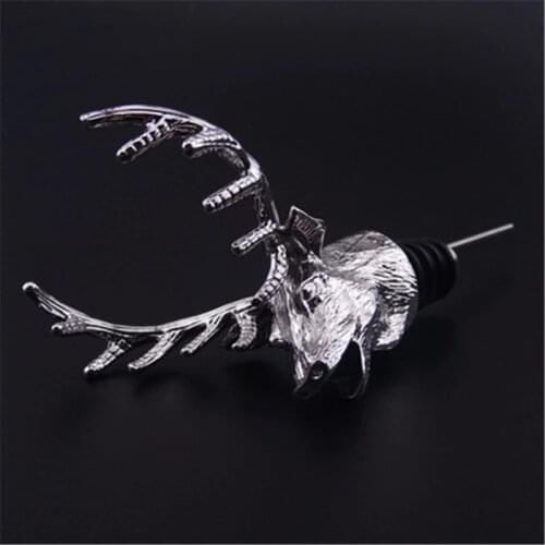 New Stainless Steel Deer Stag Head Wine Pourer Unique Wine Bottle Stoppers Wine Aerators Bar Tools with Box