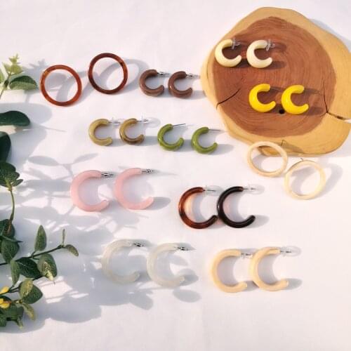 QUMENG Fashion Womens Earrings 2020 Acrylic Earrings Women Resin Hoop Earrings for girls cute sweet Jewelry lady Accessories