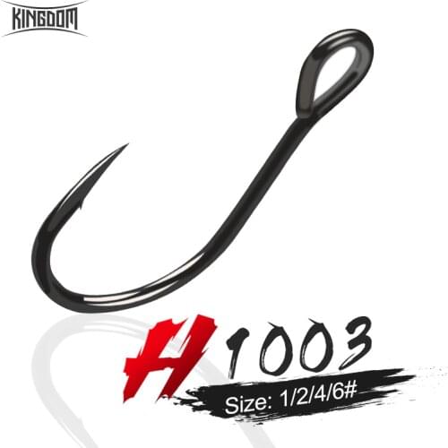 Kingdom Fishing Hooks 1# 2# 4# 6# High Quality Stainless Steel Single Hooks Round Bend Feather Hook Carp Bass Fishing Tackles