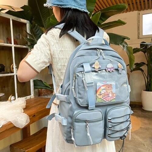 Girls Backpack Junior High School Student School Bag 2021 Summer Purple Casual travel Backpack Storage of coin purses mochilas