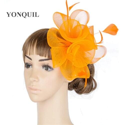 Feather Fascinator Hat Good Quality Bridal Hat for Wedding Party Kentucky Derby Millinery Hat 6Pcs/Lot Multiple Color MYQ037