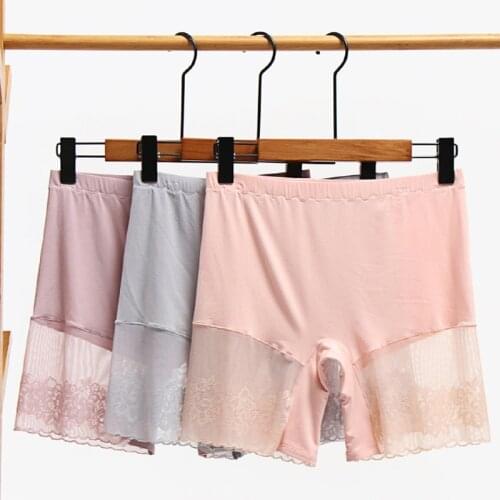 Womens Shorts Large Sizes Summer New Sexy Lace Thin Thread Cotton Safety Short Pants Anti Rub Plus Size Shorts Under the Skirt