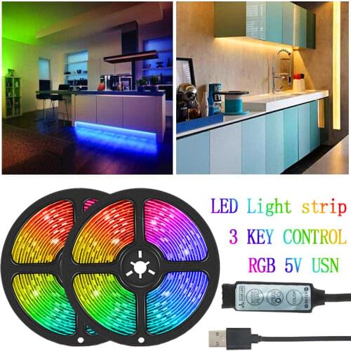 LED Light Strips for Room 5V 2835 3 Key Control DC 5V Flexible Lamp Tape Diode TV Background Lighting Wall Bedroom Lights Decor