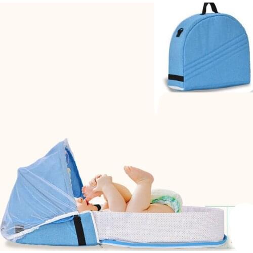 Free Newborn Baby Bed Anti-mosquito Folding Middle Bed Portable Foldable Breathable Infant Sleeping Basket Outdoor Travel Bed